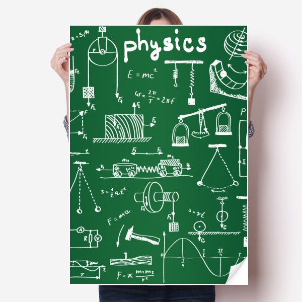 绿色物理电磁学力学图插画海报贴纸80x55cm墙贴纸卧室家居装饰