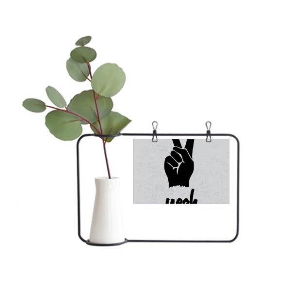 剪刀手剪影个性手势图案金属相框陶瓷花瓶装饰