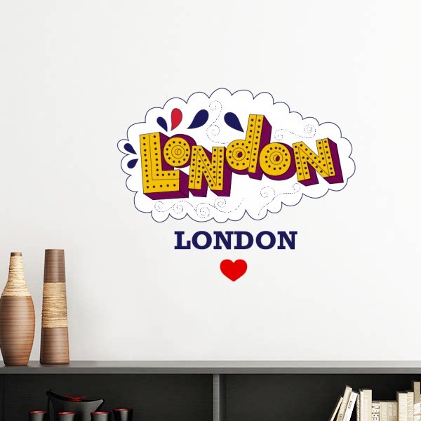 我爱伦敦英国卡通墙贴壁纸房间贴花