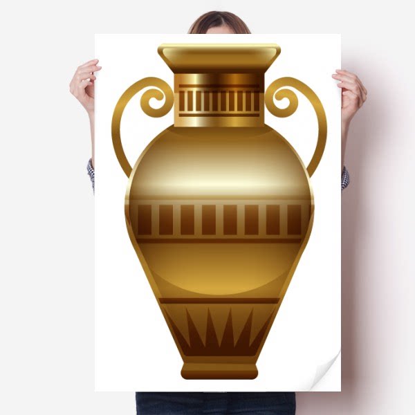 古埃及祭祀陶器花瓶剪影海报贴纸80x55cm墙贴纸卧室家居装饰