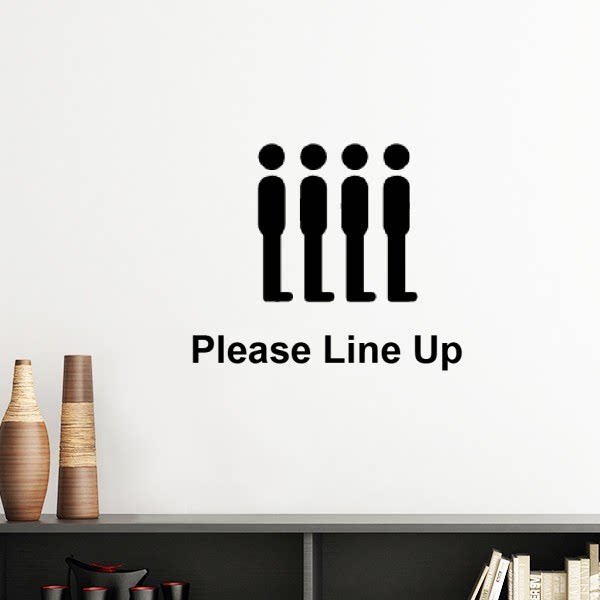 请排队黑色警示标志学校卧室房间装饰贴画