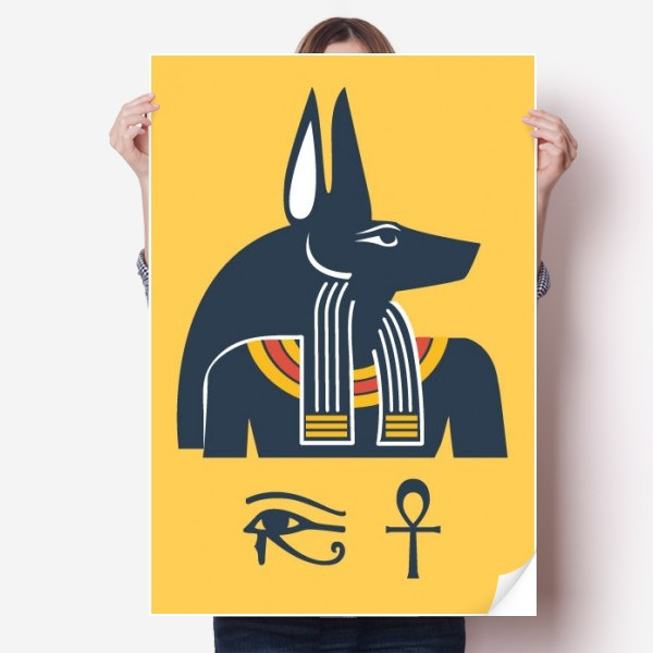 古埃及胡狼神抽象图案海报贴纸80x55cm墙贴纸卧室家居装饰