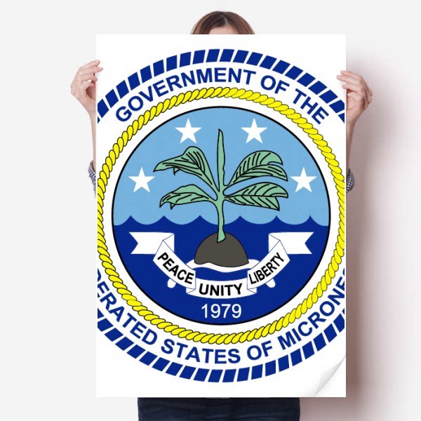 密克罗尼西亚联邦大洋洲国徽海报贴纸80x55cm墙贴纸卧室家居装饰