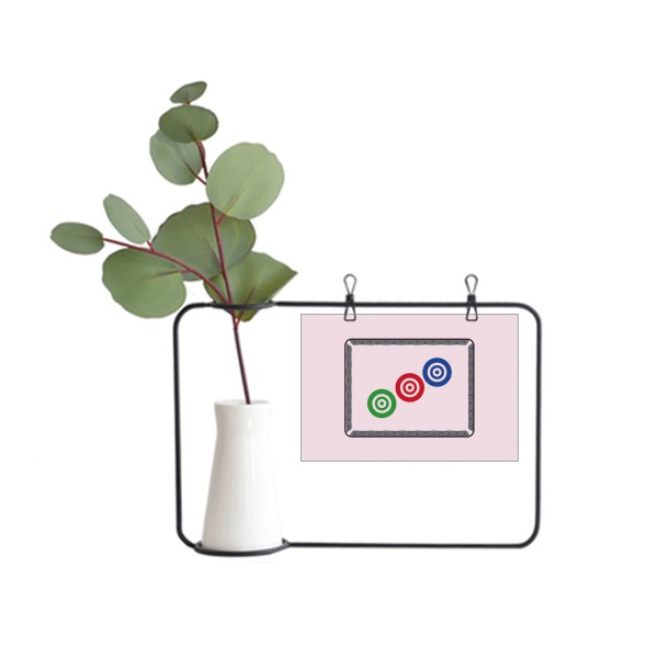 麻将牌三饼三筒图案金属相框陶瓷花瓶装饰