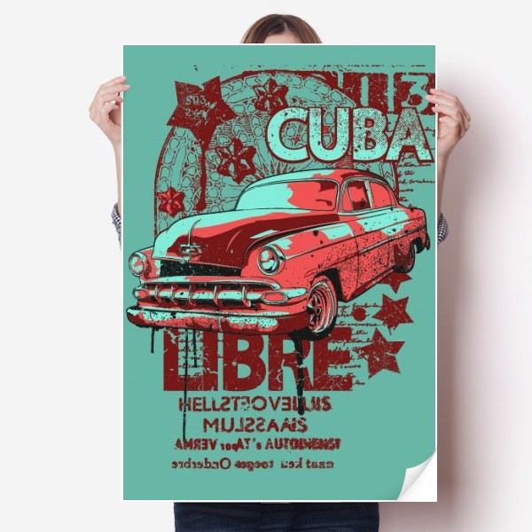 涂鸦街头红绿汽车图案海报贴纸80x55cm墙贴纸卧室家居装饰