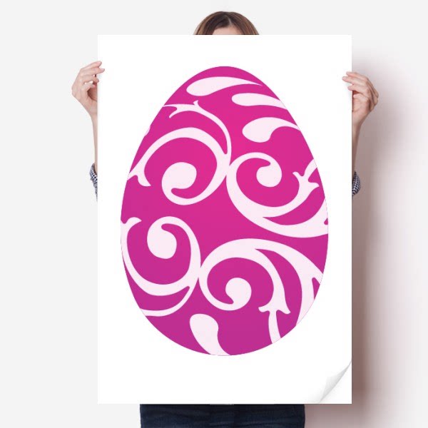 复活节快乐节日紫蛋设计海报贴纸80x55cm墙贴纸卧室家居装饰