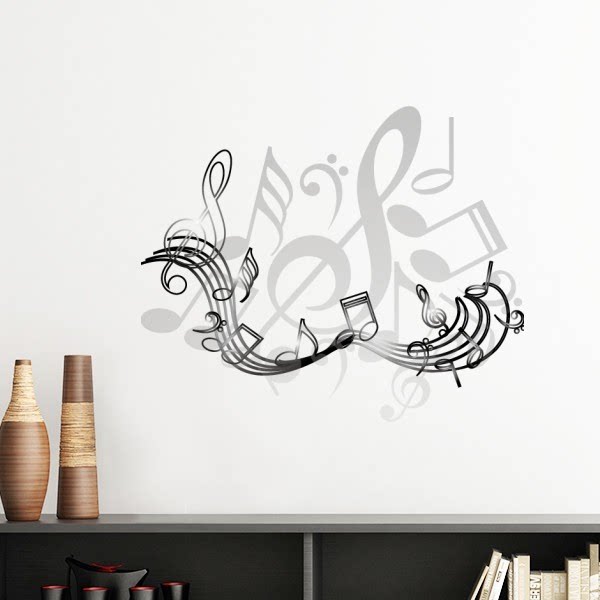 蓝色型格动感音乐音符墙贴壁纸房间贴花