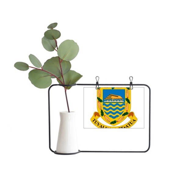 图瓦卢大洋洲国徽金属相框陶瓷花瓶装饰