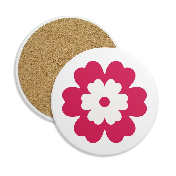 粉色六瓣花朵圆形圆形陶瓷杯垫水杯隔热垫2片装礼品礼物