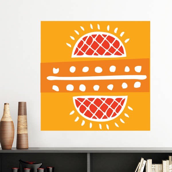 红菠萝纹墨西哥玛雅手绘墙贴壁纸房间贴花