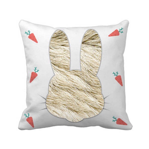 银灰色光滑皮毛纹理壁纸兔子方形抱枕靠枕沙发靠垫双面含芯礼物