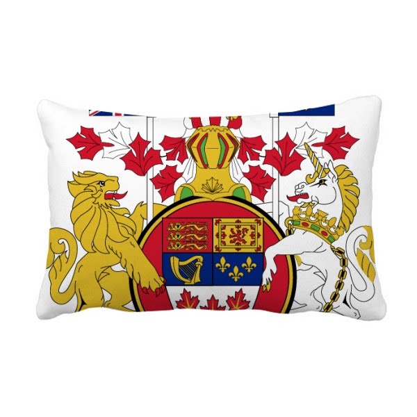 加拿大国徽标志符号图案抱枕靠枕腰枕沙发靠垫双面含芯