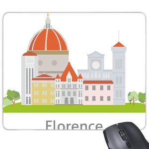 意大利佛罗伦萨风土人情民俗地标插画图案游戏办公防滑橡胶鼠标垫