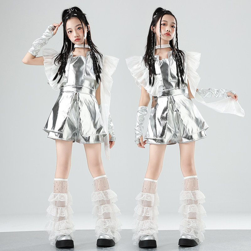 儿童银色科技感演出服女童爵士舞潮服模特t台走秀时装嘻哈街舞服,女装/女士精品,民族服装/舞台装,淘宝优惠券,粉丝福利购,淘宝优惠卷