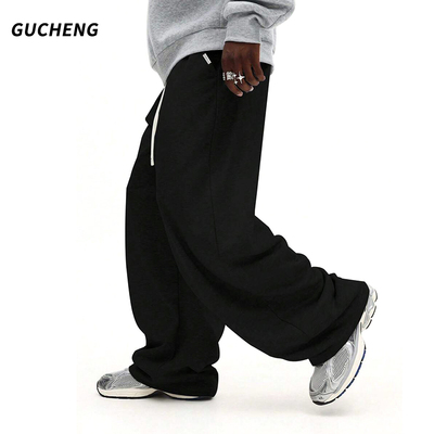 古丞GUCHENG 美式复古简约休闲风宽松直筒阔腿裤男士垂感抽绳长裤