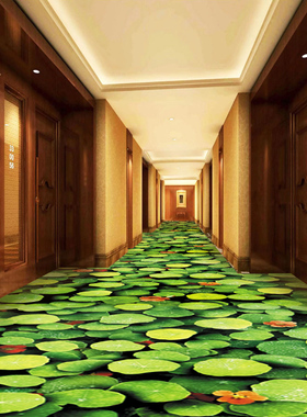 特价满铺地毯3d高清6毫米整铺走廊过道客房台球厅宴会绿色荷叶