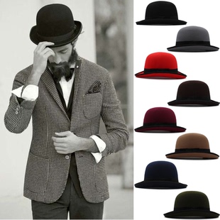 稍大头围春秋冬季男女椭圆顶波乐帽毛呢骑术帽经典复古街舞礼帽