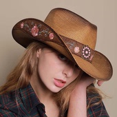 夏季 防晒牛仔草帽子女欧美西部风户外出游沙滩帽休闲潮大檐遮阳帽
