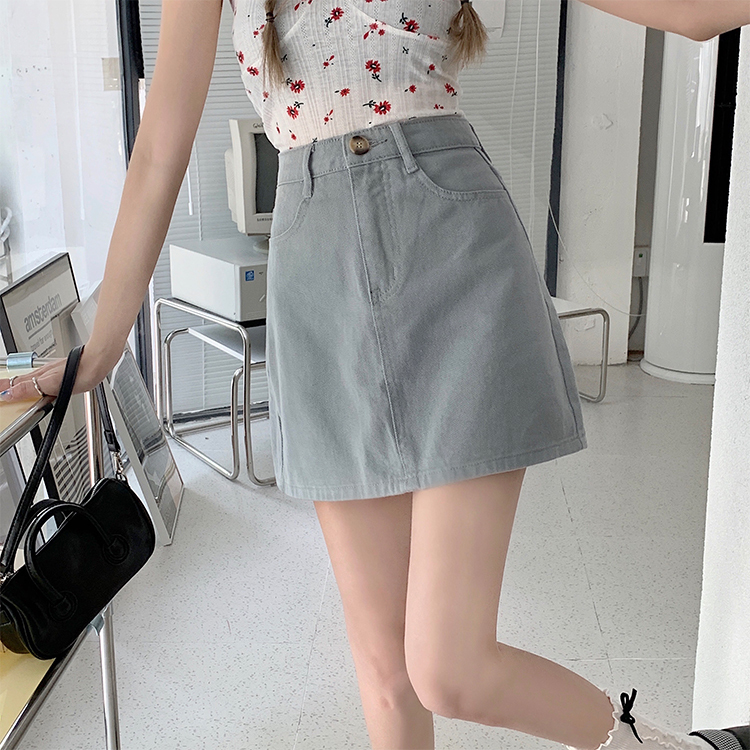 A-line high waist denim skirt