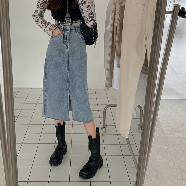 Real price split denim dress