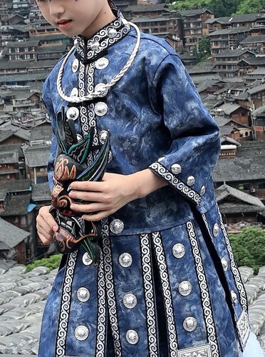 儿童民族服装男童苗族服装扎染少数民族蜡染炫酷旅拍三月三演出服