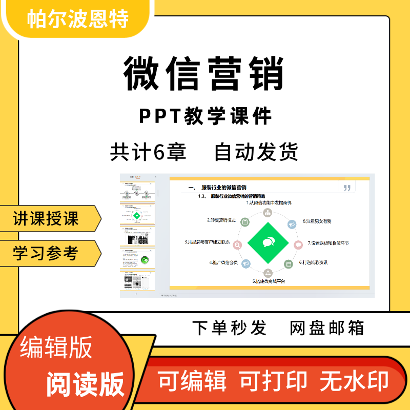 微信营销PPT教学课件讲课备课学习价值效果评估使用