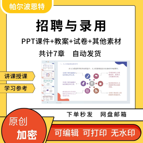 招聘与录用PPT课件教案试卷题讲课备课详案人员招募