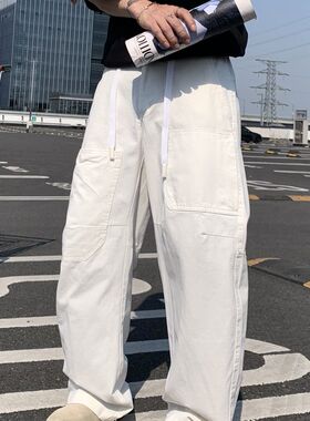 UUS高货美式复古水洗做旧休闲裤男女cleanfit直筒宽松阔腿裤6136