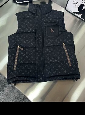 字母网红男款马甲立领老花时尚满印棉服潮牌加厚男女同款爆款耐磨