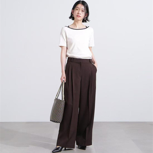 natural 纯色百搭高腰直筒阔腿裤 basti 好看好穿薄款 日单夏款