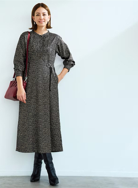 千趣会StyleN*te 日单春秋优雅印花宽松通勤长袖连衣裙