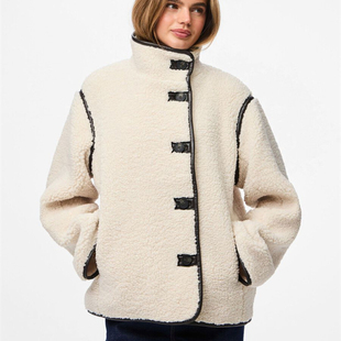 PIECES 羊羔毛保暖舒适小宽松外套 冬新款