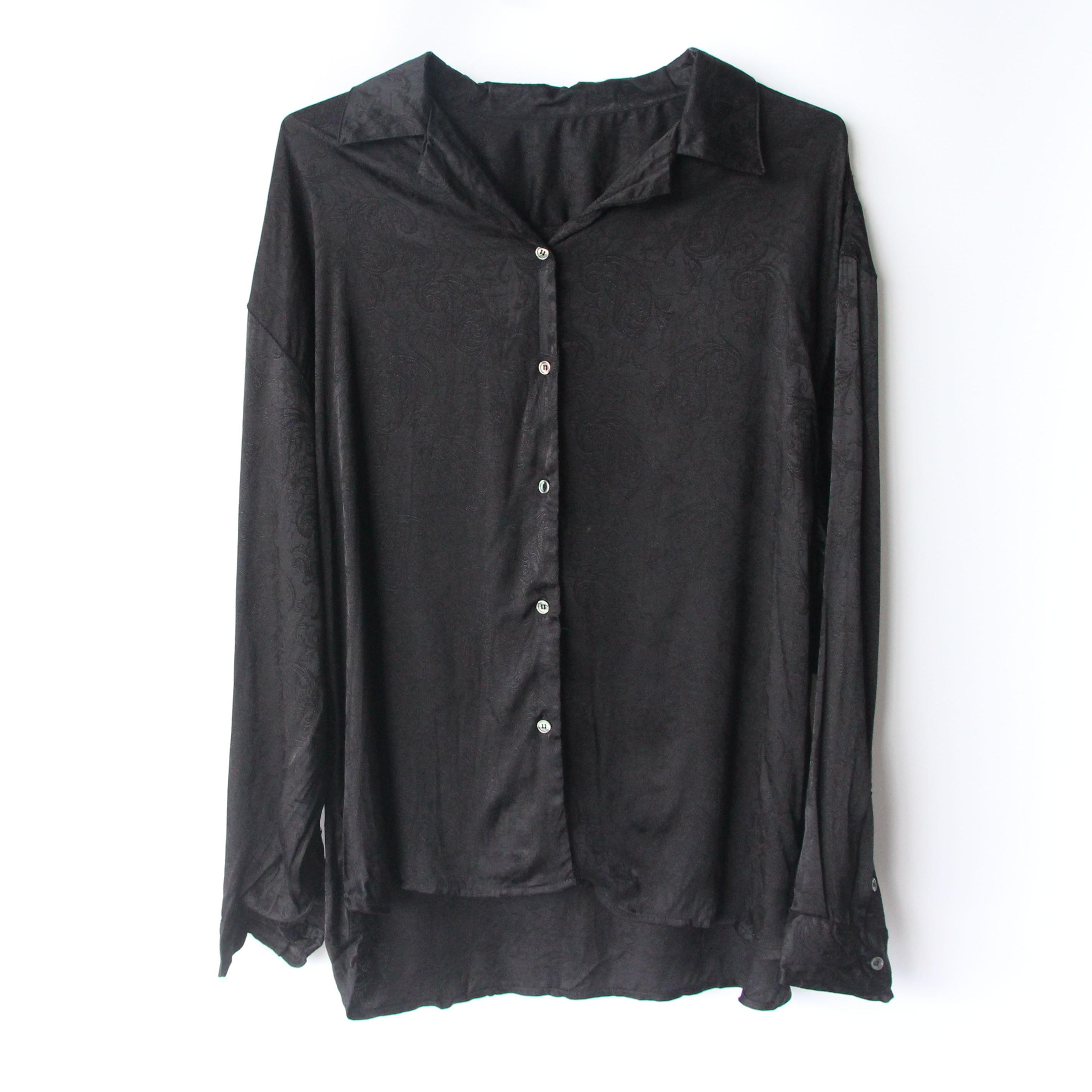 特价~日单暗纹垂感光泽 飘逸丝滑衬衣2024秋女长袖单休闲外套锻面