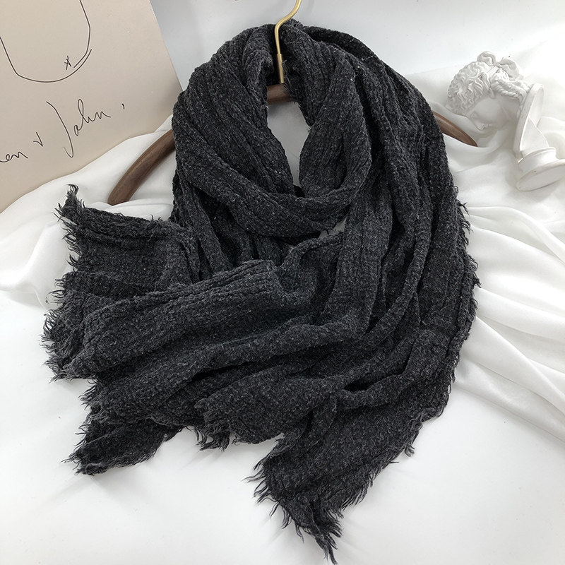 欧美秋冬复古男女褶皱棉围巾围脖