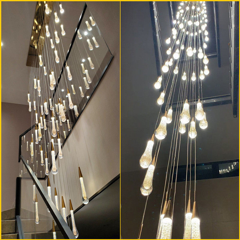 新中式复式住宅loft楼梯吊灯别墅旋转楼梯灯现代简约楼梯间长吊灯