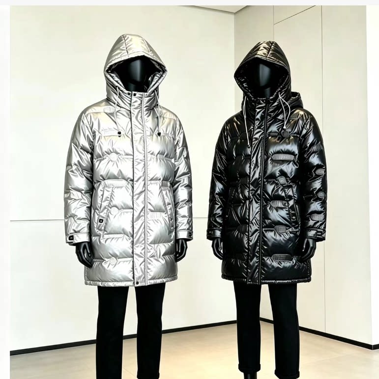 又帅又暖和！防风保暖羽绒服男女白鸭绒时尚潮流中长款连帽冬外套