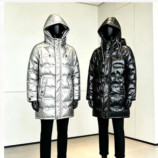 又帅又暖和！防风保暖羽绒服男女白鸭绒时尚潮流中长款连帽冬外套