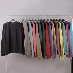 春秋薄绒纯色休闲圆领卫衣男装 抗起球水洗牛货80%棉 宽松大码