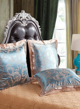 欧式纯棉贡缎提花结婚庆靠垫套沙发床头靠枕50抱枕大60x60不含芯