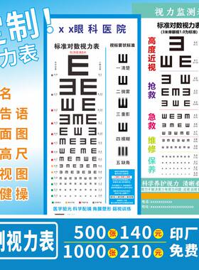 视力表订定制地推挂图3米5米m不干胶pvc视力表宣传单打印印刷logo