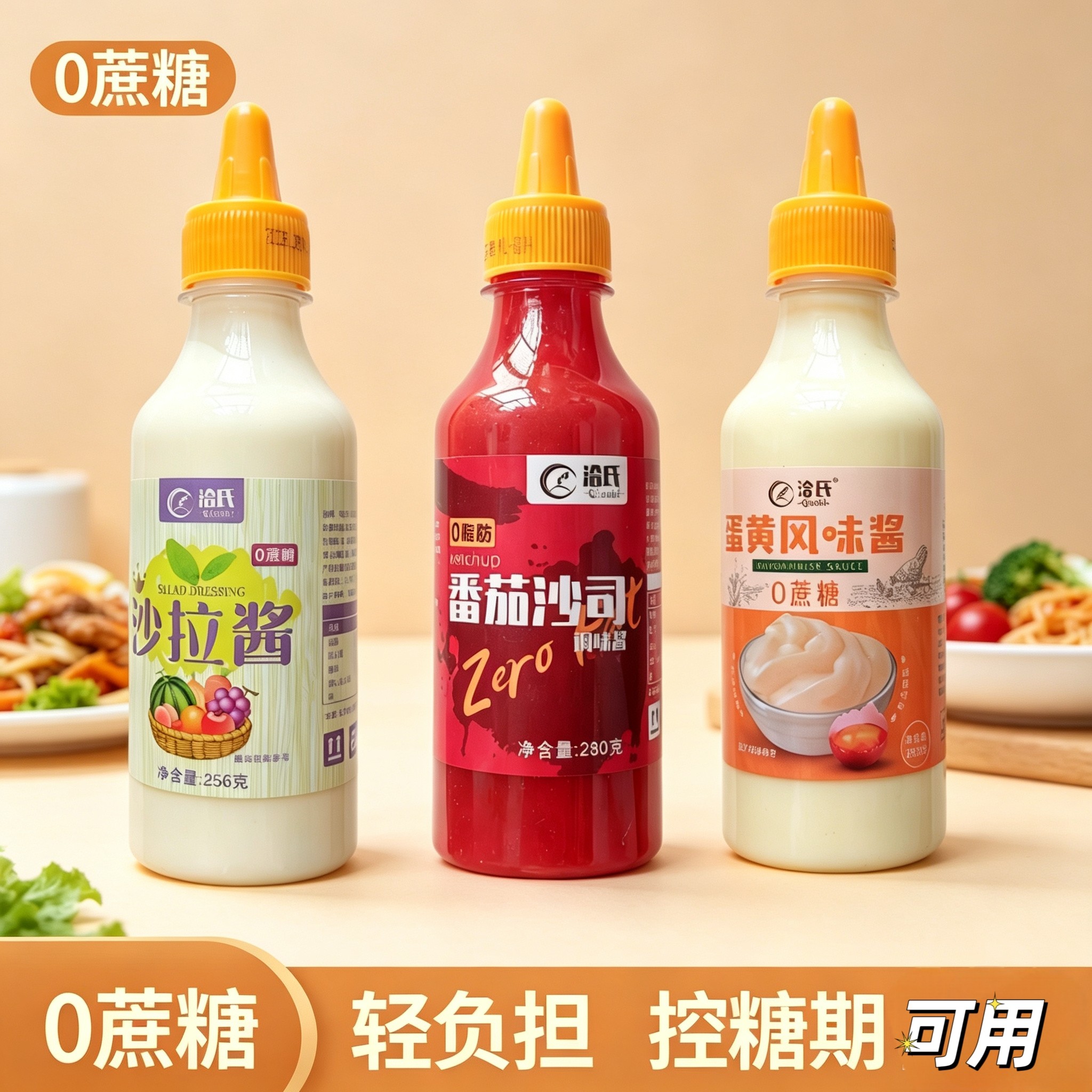 洽氏无0蔗糖沙拉酱蛋黄酱沙拉汁减低0脂肪番茄酱沙司果蔬菜三明治