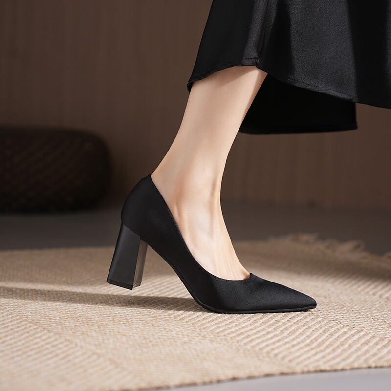 黑色高跟鞋女空姐OL职业通勤工作鞋子百搭不累脚粗跟单鞋女