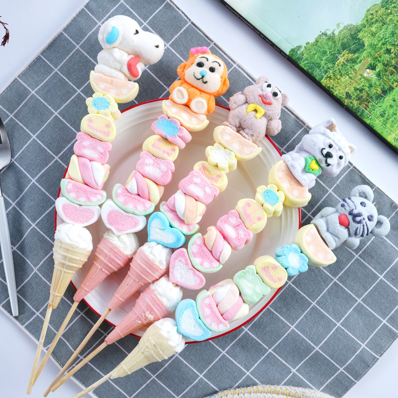 35只/袋网红棉花棒棒糖串烧冰糖葫芦创意卡通软糖散装商超小卖部