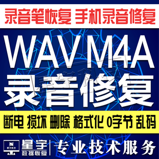 MP3.WAV.M4A死机断电损坏录音笔0字节文件乱码数据恢复修复服务