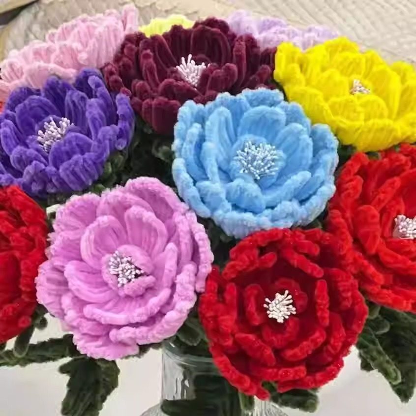 加密扭扭棒牡丹花手工DIY
