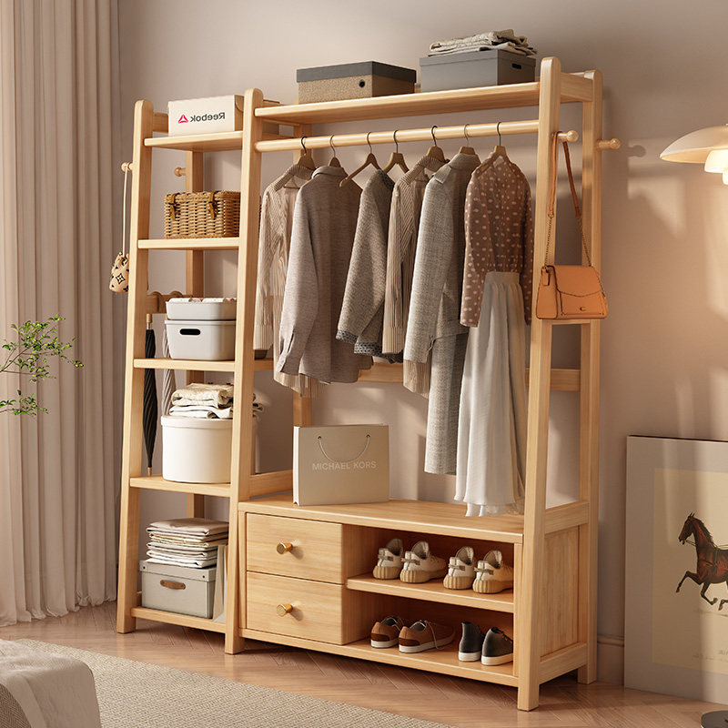 衣帽架带书架一体落地家用卧室储物架实木挂衣架可坐式收纳置物架,住宅家具,淘宝优惠券,粉丝福利购,淘宝优惠卷