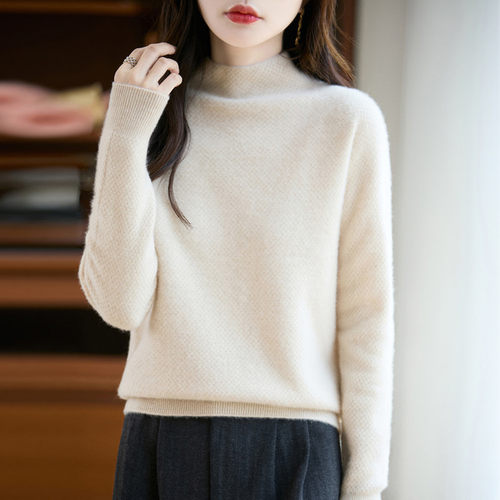 秋冬小香风半高领羊毛打底衫女