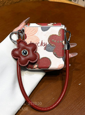 适用小米mixflip2折叠屏手机壳荣耀VFlip2膜一体三星Zflip7fe/6时尚红花华为pura X防摔moto60/50Ultra保护壳