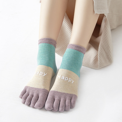 春秋卡通五指袜女吸汗防臭