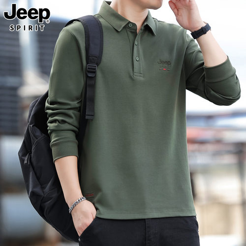 JEEP SPIRIT 25秋季新款圆领卫衣男士休闲刺绣套头商务潮流上衣
